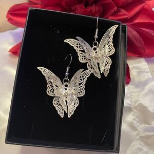 Elegant Silver Butterfly Earrings